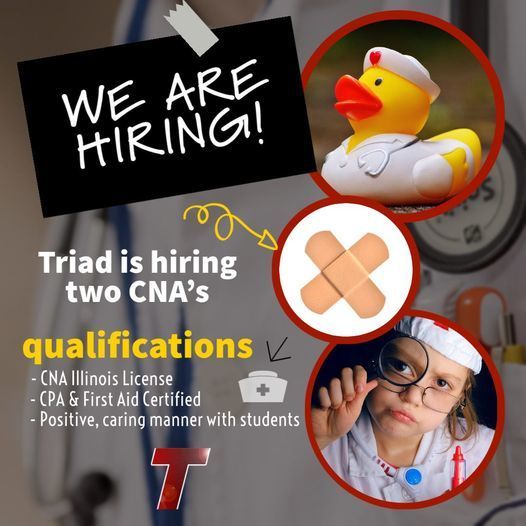 We are hiring! Triad is hiring two CNA's graphic